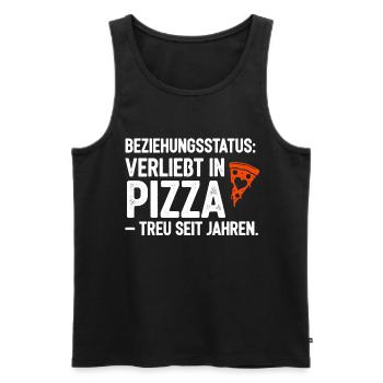 Beziehungsstatus Verliebt in Pizza - Männer Premium Bio Tank Top - Schwarz - Vorne - AI Model Male 178 light (178cm)