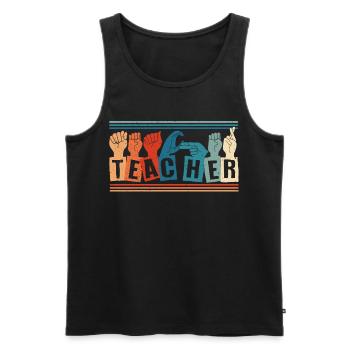 ASL Sign Language Interpreter - Men's Premium Organic Tank Top - black - Front - AI Model Male 178 light (178cm)