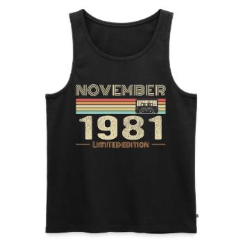 November 1981 Vintage Birthday Retro Tee - Débardeur bio Premium Homme - noir - Devant - Michal (187cm)