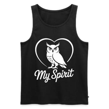 Eule mit Herz - Männer Premium Bio Tank Top - Schwarz - Vorne - AI Model Male 178 light (178cm)