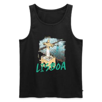 Christus, der König von Lissabon, aus der himmelblauen Schrift gesehen - Männer Premium Bio Tank Top - Schwarz - Vorne - AI Model Male 178 light (178cm)