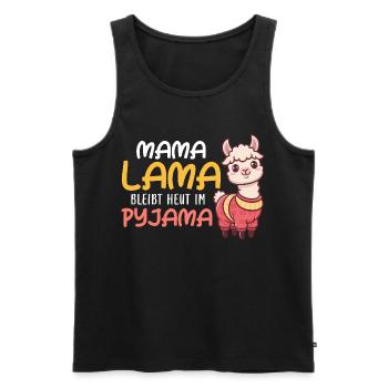 MAMA LAMA RESTE EN PYJAMA AUJOURD’HUI Drôle - Débardeur bio Premium Homme - noir - Devant - AI Model Male 178 light (178cm)