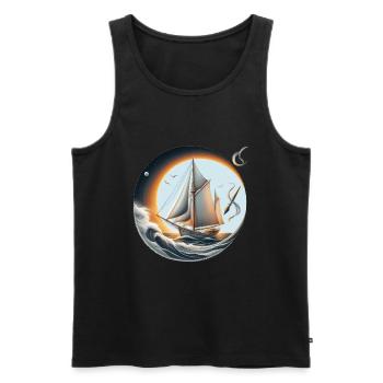 Sailing Circle at Sunset - Men's Premium Organic Tank Top - black - Front - AI Model Male 178 light (178cm)