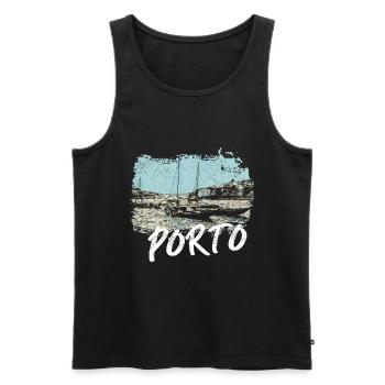 Porto Douro Boote Rabelo Illustration - Männer Premium Bio Tank Top - Schwarz - Vorne - AI Model Male 178 light (178cm)