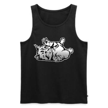 Verspielte Katze  - Männer Premium Bio Tank Top - Schwarz - Vorne - Michal (187cm)
