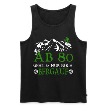 From 80 onwards, it's all uphill Bikers - Men's Premium Organic Tank Top - black - Front - AI Model Male 178 light (178cm)