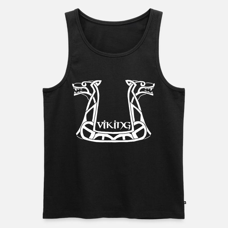 Weißer Wikinger-Drache - Männer Premium Bio Tank Top - Schwarz