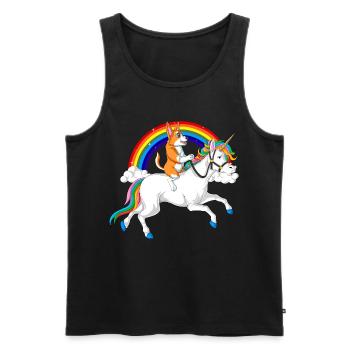 Corgi Riding Unicorn - Men's Premium Organic Tank Top - black - Front - Michal (187cm)