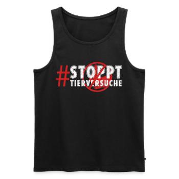 Tierschutz STOPPT TIERVERSUCHE LUSTIG - Männer Premium Bio Tank Top - Schwarz - Vorne - AI Model Male 178 light (178cm)