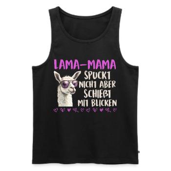 Bald Mama LAMA MAMA SPUCKT NICHT SCHIESST BLICKE - Männer Premium Bio Tank Top - Schwarz - Vorne - AI Model Male 178 light (178cm)