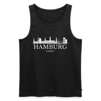 Hambourg Skyline, Hambourg Allemagne - Débardeur bio Premium Homme - noir - Devant - AI Model Male 178 light (178cm)