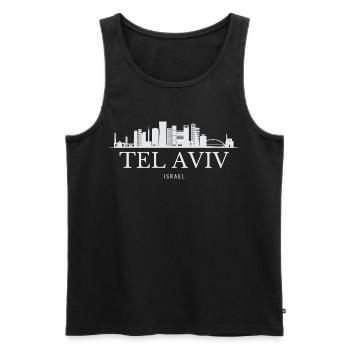 Skyline de Tel Aviv, j’adore Tel Aviv - Débardeur bio Premium Homme - noir - Devant - Michal (187cm)