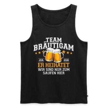 Bachelor Party 2026 Team Groom He Marries - Drinking Beer - Men's Premium Organic Tank Top - black - Front - AI Model Male 178 light (178cm)