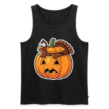 Kürbishelden: Frecher Truthahn im Herbst Halloween - Männer Premium Bio Tank Top - Schwarz - Vorne - Michal (187cm)