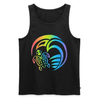 Schildkröte und buntes Meer - Männer Premium Bio Tank Top - Schwarz - Vorne - Michal (187cm)
