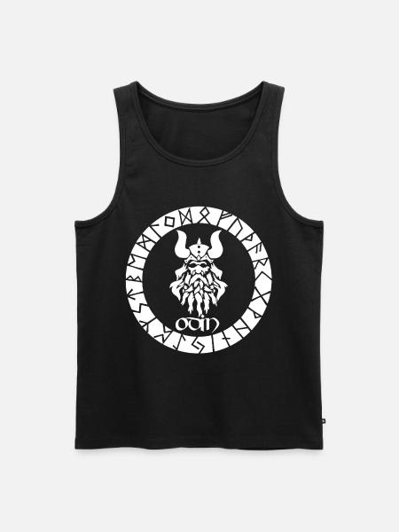 Dieu Odin et runes vikings blanches - Débardeur bio Premium Homme - noir