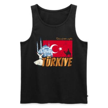 Türkiye Istanbul Vintage Fahne Türkei Sovenir - Männer Premium Bio Tank Top - Schwarz - Vorne - AI Model Male 178 light (178cm)