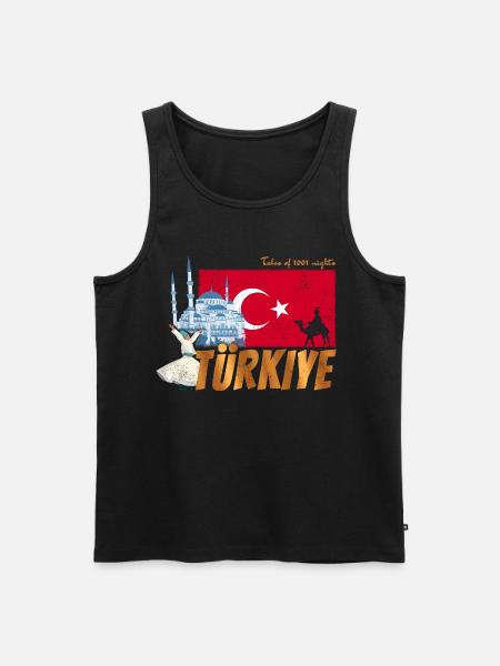 Türkiye Istanbul Vintage Flaga Turcja Sovenir - Ekologiczny tank top męski Premium - czarny