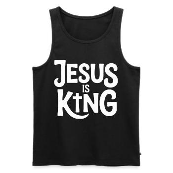 Jesus Is King Christian Cross Faith - Men's Premium Organic Tank Top - black - Front - Michal (187cm)
