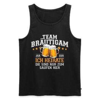 Bachelor Party 2026 Team Groom I'm Marrying - Drinking Beer - Men's Premium Organic Tank Top - black - Front - AI Model Male 178 light (178cm)
