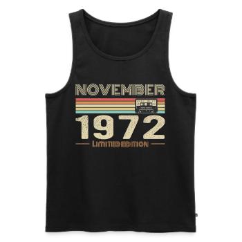 November 1972 Vintage Birthday Retro Tee - Débardeur bio Premium Homme - noir - Devant - Michal (187cm)