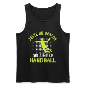 Just a boy who loves handball - Men's Premium Organic Tank Top - black - Front - AI Model Male 178 light (178cm)