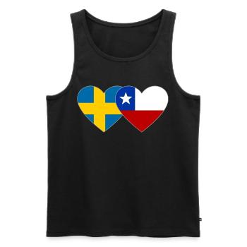 Sweden Chile Flag Heart - Men's Premium Organic Tank Top - black - Front - AI Model Male 178 light (178cm)