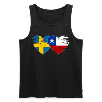 Suède Chili drapeau coeur utilisé - Débardeur bio Premium Homme - noir - Devant - Michal (187cm)