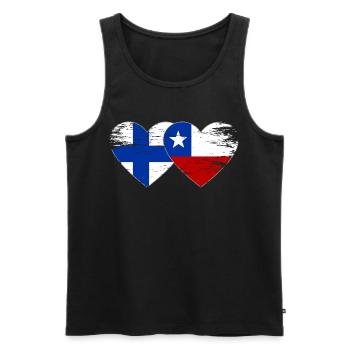 Finland Chile Flag Heart - Men's Premium Organic Tank Top - black - Front - Michal (187cm)