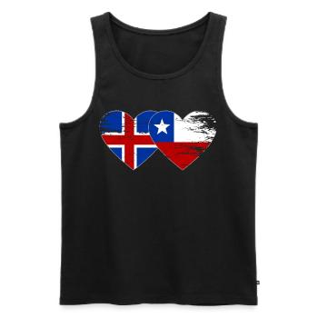 Iceland Chile flag heart used - Men's Premium Organic Tank Top - black - Front - Michal (187cm)