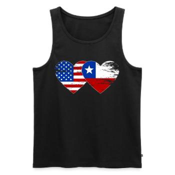 USA Chile Flagge Herz - Männer Premium Bio Tank Top - Schwarz - Vorne - AI Model Male 178 light (178cm)