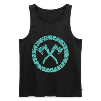 Nordic Cross Axes - Men's Premium Organic Tank Top - black - Front - AI Model Male 178 light (178cm)