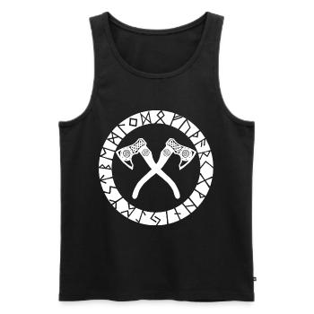 Nordic Cross Axes (White) - Men's Premium Organic Tank Top - black - Front - AI Model Male 178 light (178cm)