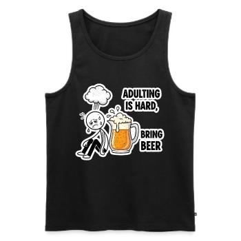 Adulthood is hard, beer helps - Men's Premium Organic Tank Top - black - Front - AI Model Male 178 light (178cm)