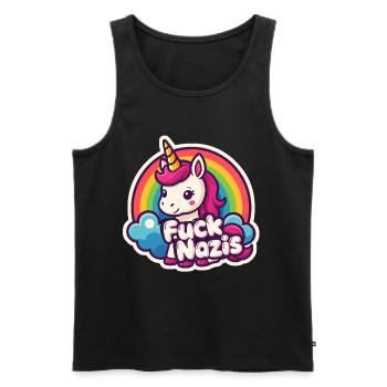 Einhorn Gegen Nazis Regenbogen Rainbow Unicorn - Männer Premium Bio Tank Top - Schwarz - Vorne - AI Model Male 178 light (178cm)