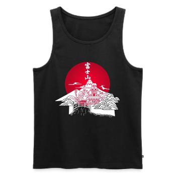 Paysage japonais blanc et soleil rouge - Débardeur bio Premium Homme - noir - Devant - AI Model Male 178 light (178cm)