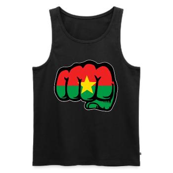 Drapeau du Burkina Faso Poing - Débardeur bio Premium Homme - noir - Devant - AI Model Male 178 light (178cm)
