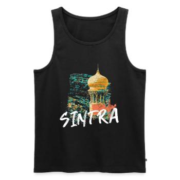Moorish Tower Monserrate Sintra illustration - Men's Premium Organic Tank Top - black - Front - AI Model Male 178 light (178cm)