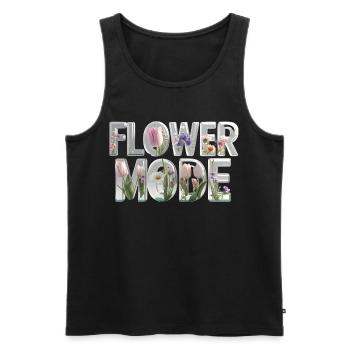 FLOWER MODE – 3D Letters full of blossoms - Men's Premium Organic Tank Top - black - Front - AI Model Male 178 light (178cm)