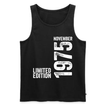 November 1975 Limitierte Auflage November 1975 - Männer Premium Bio Tank Top - Schwarz - Vorne - Michal (187cm)