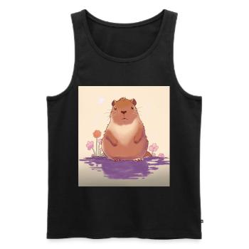 Pastellfarbener See Capybara - Männer Premium Bio Tank Top - Schwarz - Vorne - AI Model Male 178 light (178cm)