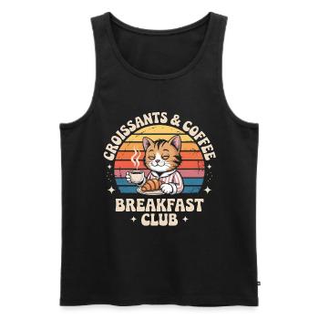 Cat Retro Coffee Breakfast - Men's Premium Organic Tank Top - black - Front - Michal (187cm)
