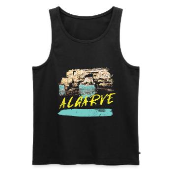 Klippen Algarve Illustration Portugal - Männer Premium Bio Tank Top - Schwarz - Vorne - AI Model Male 178 light (178cm)