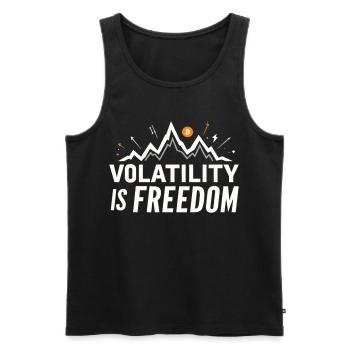 Volatility is Freedom – Bitcoin Crypto Spruch - Männer Premium Bio Tank Top - Schwarz - Vorne - AI Model Male 178 light (178cm)