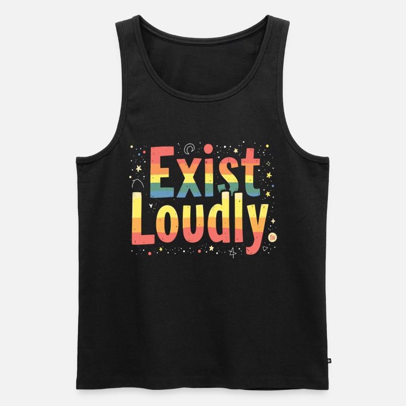 Exist Loudly – Buntes Pride Empowerment - Männer Premium Bio Tank Top - Schwarz