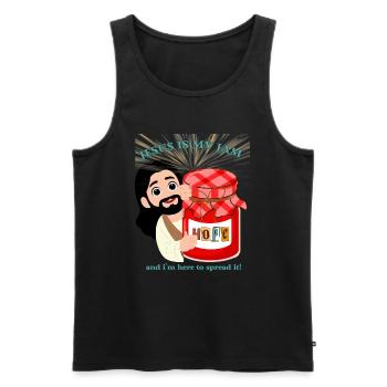Jesus ist meine Marmelade Christlicher Humor - Männer Premium Bio Tank Top - Schwarz - Vorne - AI Model Male 178 light (178cm)