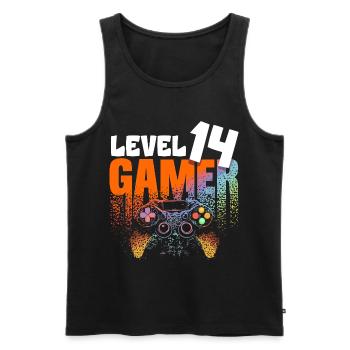 Level 14 Gamer Regenbogen Controller 14 Jahre - Männer Premium Bio Tank Top - Schwarz - Vorne - Michal (187cm)