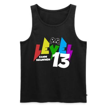 Motif de jeu coloré de niveau 13 pour le 13e anniversaire - Débardeur bio Premium Homme - noir - Devant - Michal (187cm)