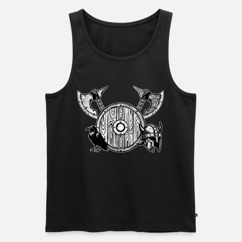 Nordic Axt und Schild - Männer Premium Bio Tank Top - Schwarz