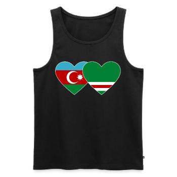 Aserbaidschan Tschetschenien Flagge Herz - Männer Premium Bio Tank Top - Schwarz - Vorne - AI Model Male 178 light (178cm)